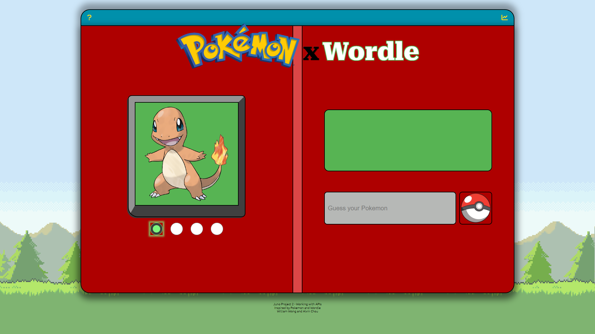screen shot of pokemon x wordle homepage